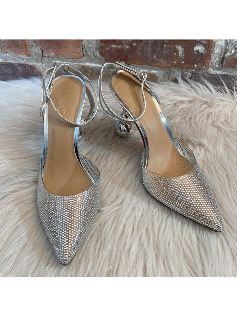 I.N.C. International Concepts Rami Silver Ankle-Strap Pumps, Size 8.5M - Picture 5 of 17